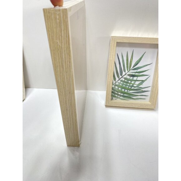 Sealed Set of 3 Leaves Botanical Leaf Minimalist Photo Wooden Frames Art New - Picture 5 of 11